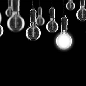 Lightbulbs portraying leadership