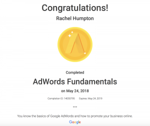Google AdWords Fundamentals Award